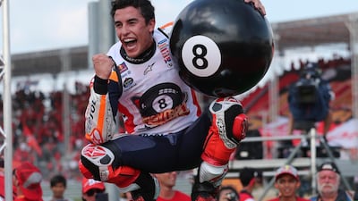 Spain's rider Marc Marquez after sealing his 8th Moto GP Championship at the Chang International Circuit in Thailand, on Sunday, October 6. AP