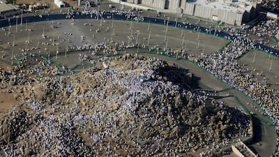 Pilgrims gather atop Mount Arafat during the climax of the Hajj pilgrimage. AFP