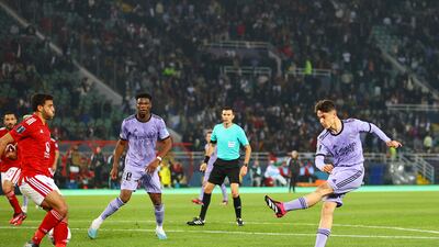 Sergio Arribas of Real Madrid scores the team's fourth goal. Getty Images