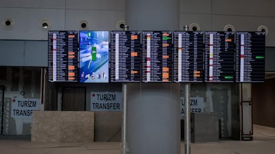 Flight information boards. Getty Images