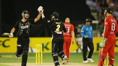 George Bailey produced a 26-run final over on Sunday. Michael Dodge / Getty Images