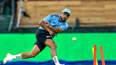 India's Kuldeep Yadav during training. AFP