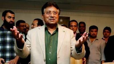 Pakistan’s former president, Pervez Musharraf, in Dubai in March. He returned to his homeland that month after four years of exile in the UAE to prepare for his homeland’s forthcoming May elections. Satish Kumar / The National