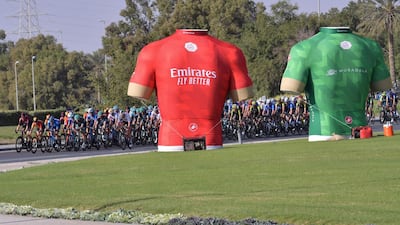 Riders during the third stage of the UAE Tour. AFP