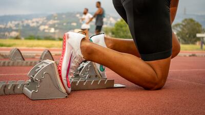 Lebanese sprinter Nour Hadid in his newly donated running gear.
