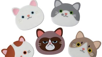 Six-piece cat silicone rubber coasters, Dh30, Amazon.ae. Photo: Amazon