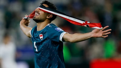 Iraq's Zaid Tahseen celebrates after the match. Reuters
