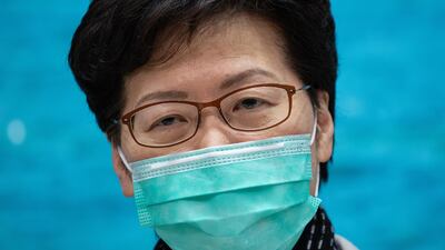 Hong Kong Chief Executive Carrie Lam speaks during a press conference about the coronavirus outbreak, in Hong Kong. EPA