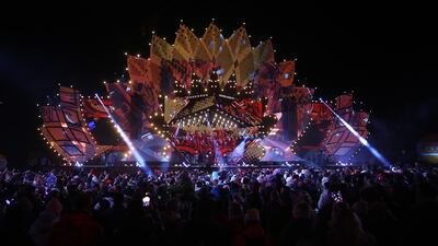 Thousands of people gather during the New Year's Eve concert in Zakopane, southern Poland, 31 December 2023. EPA