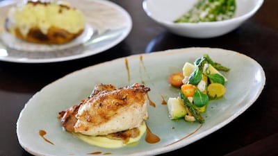 A chicken dish at at The Grill, Marriott Hotel Al Forsan