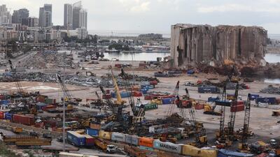 The site of the August 4 explosion at Beirut port in December. Reuters