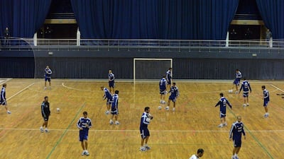 A wide view of Polyvalent Hall in Bucharest where Argentina trained indoors for their friendly against Romania on Wednesday March 5, 2014. Daniel Mihailescu / AFP
