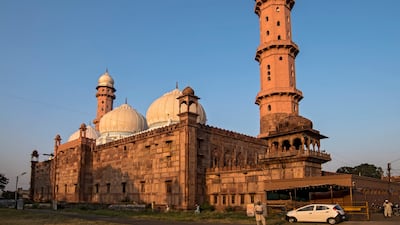 The majestic red-stone Taj-ul-Masjid was commissioned by Nawab Shah Jahan