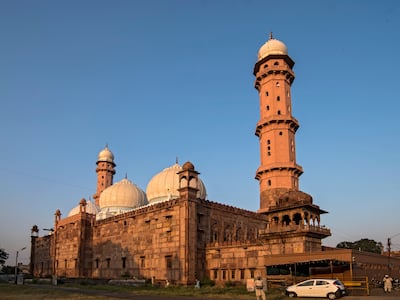 The majestic red-stone Taj-ul-Masjid was commissioned by Nawab Shah Jahan Begum. Photo: Gustasp and Jeroo Irani