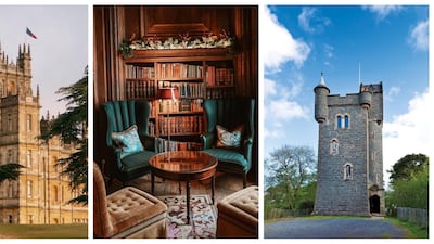 Properties in the grounds of Highclere Castle, as well as Cliveden House and Helen's Tower in the UK make for unique stately estate stays. Courtesy Airbnb, Irish Landmark Trust, Instagram