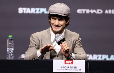 Movsar Evloev takes part in the UFC 333 pre-fight press conference. Chris Whiteoak / The National
