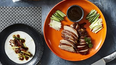 Singapore-style duck pancakes
