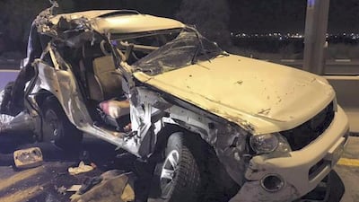 Police said two people had died and nine were injured in crashes over the weekend in Dubai. Dubai Police.
