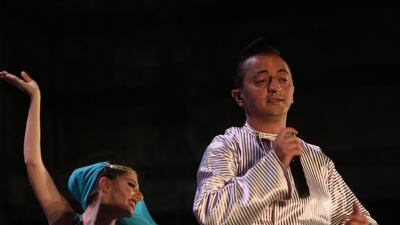 The Sultans of Tarab perform at the ancient palace of Damascus. EPA