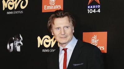 Liam Neeson attends the red carpet of the regional premier of Taken 3 in Dubai, United Arab Emirates. Rebecca Rees for The National