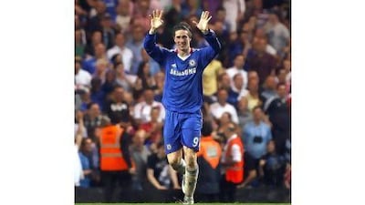LONDON, ENGLAND - APRIL 23: Fernando Torres of Chelsea celebrates after scoring his first goal for the club and his team's third during the Barclays Premier League match between Chelsea and West Ham United at Stamford Bridge on April 23, 2011 in London, England. (Photo by Dan Istitene/Getty Images) *** Local Caption *** GYI0064447224.jpg