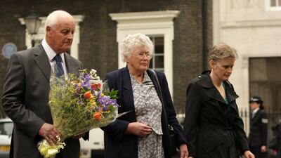 Tim and Queenie Fletcher lay flowers at a ceremony to mark the 25th anniversary of the killing of Ms Fletcher, in 2009