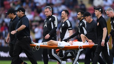 BRISBANE, AUSTRALIA - JULY 17: Archie Gray of Leeds United is stretchered off the field during the 2022 Queensland Champions Cup match between Aston Villa and Leeds United at Suncorp Stadium on July 17, 2022 in Brisbane, Australia. (Photo by Albert Perez / Getty Images)