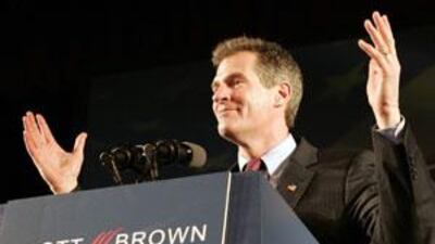 Republican candidate for the US Senate Scott Brown speaks after winning the special election to fill the Senate seat of the late Edward Kennedy in Boston, Massachusetts.