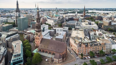 An aerial view of Hamburg in Germany. Getty Images