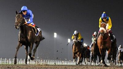 Frankie Dettori rides Skysurfers, left, to victory in the Firebreak Stakes last night.