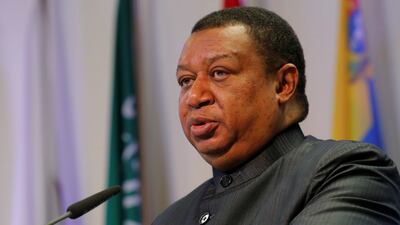 Opec Secretary-General Mohammad Barkindo unveils the group's World Oil Outlook report in Vienna last week. Heinz-Peter Bader / Reuters