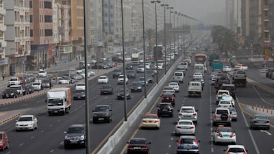 Traffic on Al Ittihad road in Sharjah. Jeff Topping / The National