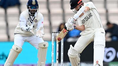 New Zealand captain Kane Williamson on his way to a patient 49 off 177 balls. AFP