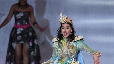 Miss Puerto Rico Daniella Rodriguez performs during the Miss World 2019 final in the ExCel centre in London. EPA