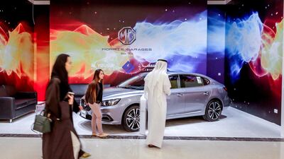 An MG stall on show on the opening day. Victor Besa / The National