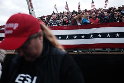 Supporters of President Donald Trump arrive to a rally in Reading, Pennsylvania on Saturday.Getty Images