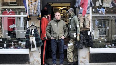 Trevor Brunning at his 'Walk This Way' army surplus store on Coldstream High Street. Stuart Boulton for The National