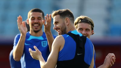 England's Jordan Henderson and teammates during training. Reuters