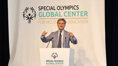 Special Olympics International Chairman Timothy Shriver speaks of how important it is to teach values early on in schools so inclusion did not remain an abstract concept. Pawan Singh / The National