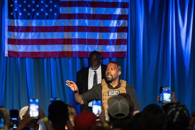 American rapper Kanye West ran for president in the 2020 elections, winning 60,000 votes out of a possible 160 million. Alamy