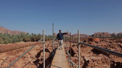 Archaeologist Abdulrahman Alsuhaibani is one of the archeologists featured on the National Geographic documentary Lost Treasures of Arabia: The Ancient City of Dadan. He is here pictured at the dig site of the ancient city of Dadan. Photo: National Geographic