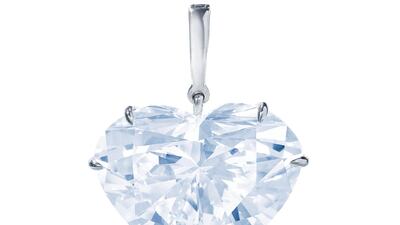 The Superb Diamond Pendant, a brilliant-cut, heart-shaped, 53.53-carat diamond, will go up for auction at Christie's Geneva on May 12