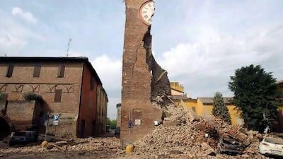 The old tower in Finale Emilia collapsed after a 6.0 magnitude earthquake shook Italy, killing at least six people. Giorgio Benvenuti / Reuters