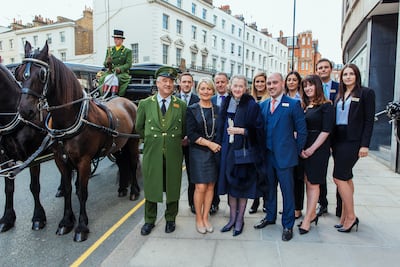 Countess Raine Spencer and the Harrods Estates team when she was one of the directors of the estate agency. Harrods Estates