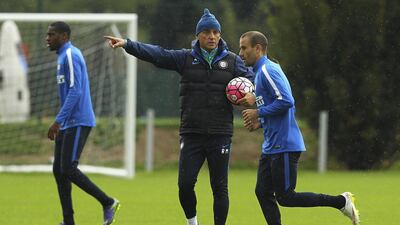 Inter Milan coach Roberto Mancini during a training session this week ahead of the clash with Juventus. Marco Luzzani / Getty Images