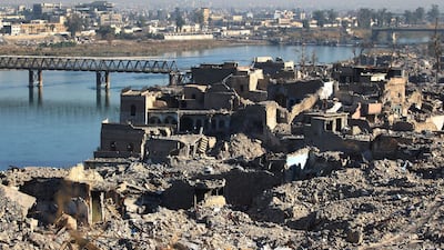 A view of the destruction in the old city of Mosul. Iraq needs to spend heavily on reconstruction of areas devastated by war. AFP
