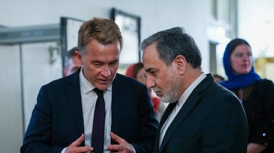 Norway’s Deputy Foreign Minister Andreas Kravik, left, told Iran’s Foreign Minister Abbas Araghchi in Tehran that Iran must engage with the US. Photo: Government of Islamic Republic of Iran