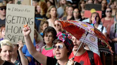 Protesters march through the CBD as part of the Sydney Women's March, in Sydney, Australia, 20 January 2019. EPA