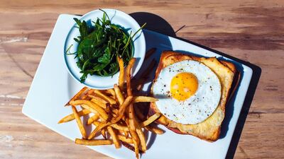 Eggs on toast, part of the à la carte brunch menu at Iris. Courtesy Iris Dubai