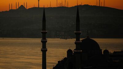 Mosques are seen during Eid Al Fitr prayers in Istanbul. AP Photo